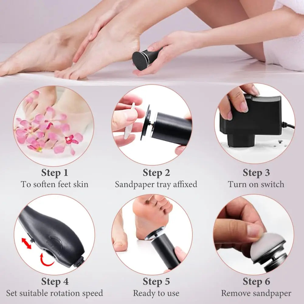 Electric Foot File Callus Remover, Professional Calluses Remover for Feet with 60pcs Sandpaper Discs, Adjustable Speed Control